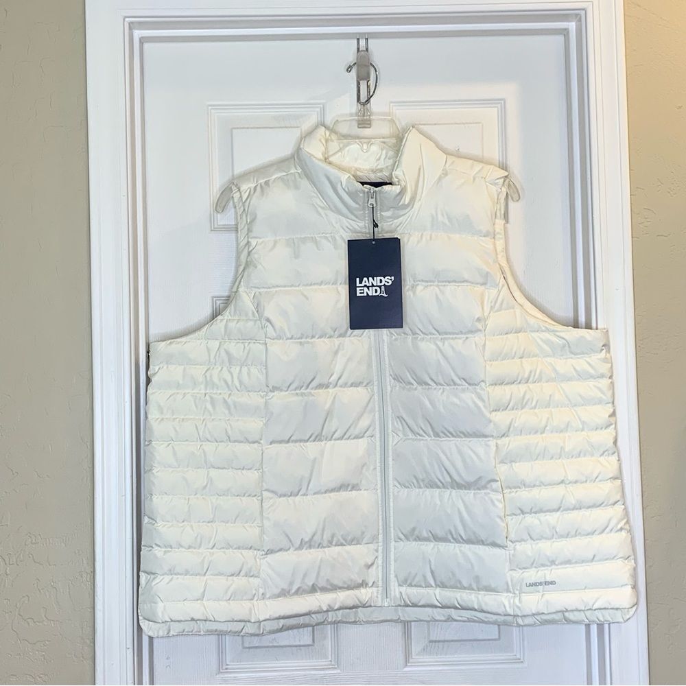Lands End Down Puffer Vest White Size 3X